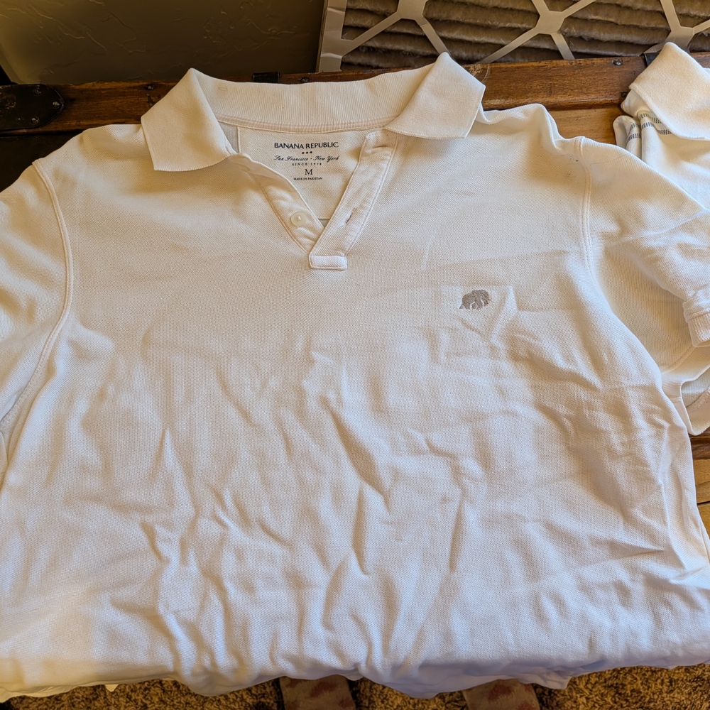 Banana Republic Men's Cream Polo Shirt